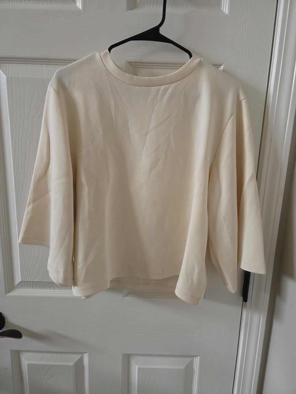 Cream Women's Boxy Long-Sleeve Top